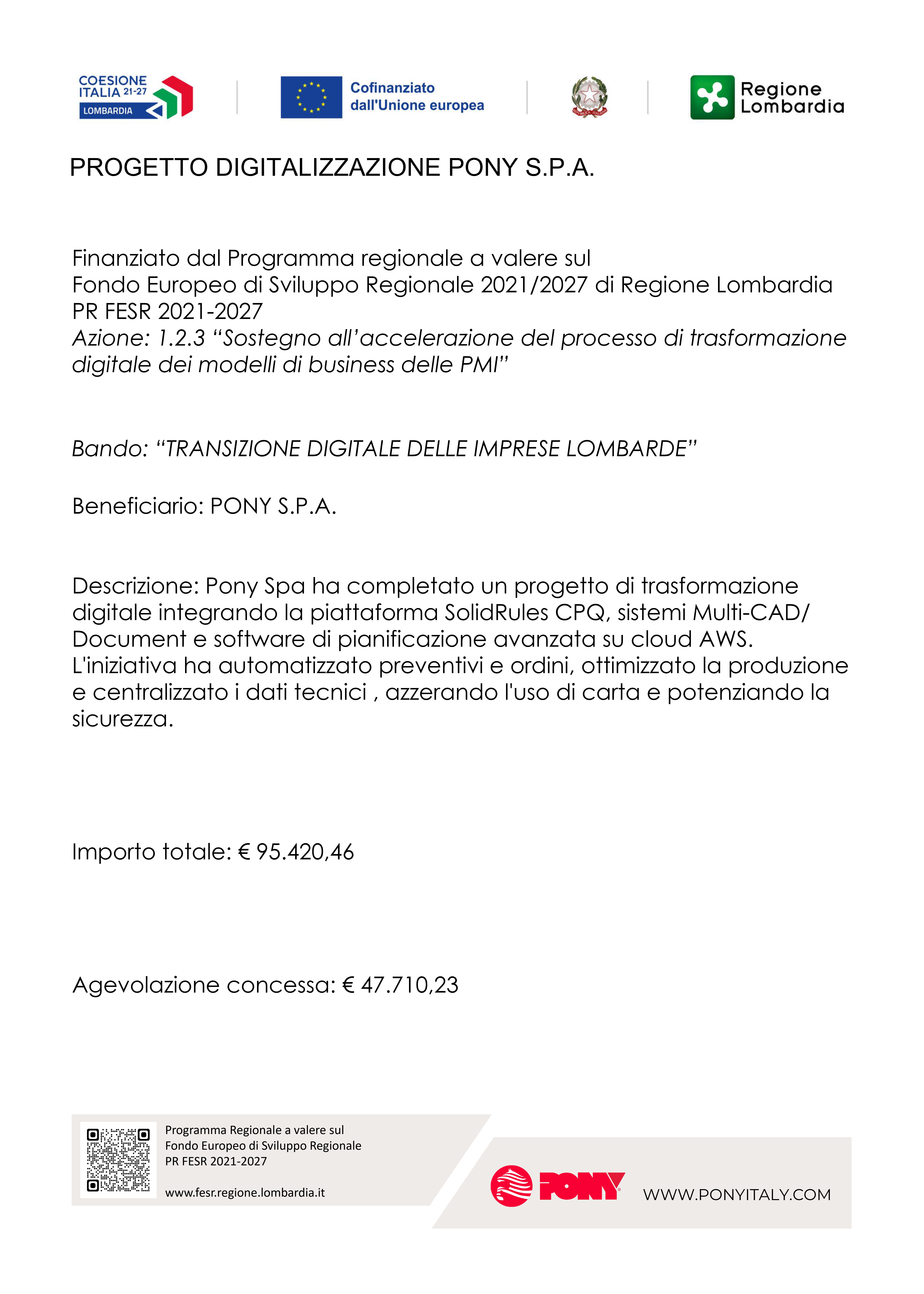Digitalisation and innovation: the Lombardy Region’s support for PONY projects